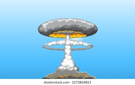 Atomic Bomb Mushroom Cloud in Blue Sky illustration