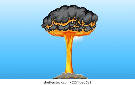 Atomic Bomb Mushroom Cloud in Blue Sky illustration