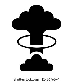 
Atomic bomb mushroom cloud, nuclear explosion glyph icon 
