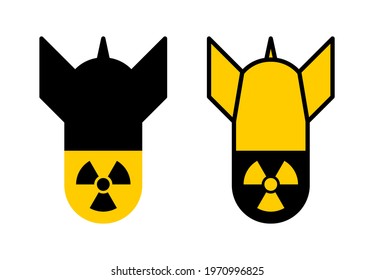Atomic Bomb or Nuclear Weapon Icon Set. Vector Image. 