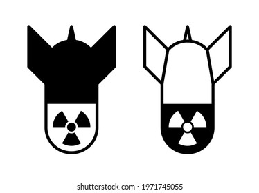 Atomic Bomb or Nuclear Weapon Icon Set. Vector Image. 