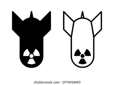 Atomic Bomb or Nuclear Weapon Icon Set. Vector Image. 