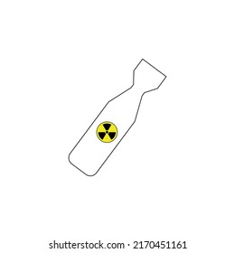 Atomic Bomb, Nuclear Weapon Simple Outline, Line Icon Vector Illustration. Nuclear Bomb Vector Icon. Nuke Isolated Aviation Atom Bomb. Nuclear Winter Concept. Rocket Bomb. Nuclear Rocket,