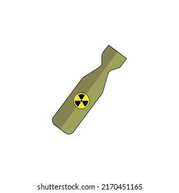 Atomic Bomb, Nuclear Weapon Simple Icon Vector Illustration. Nuclear Bomb Vector Icon. Nuke Isolated Aviation Atom Bomb. Nuclear Winter Concept. Rocket Bomb. Nuclear Rocket, Weapons. Vector 