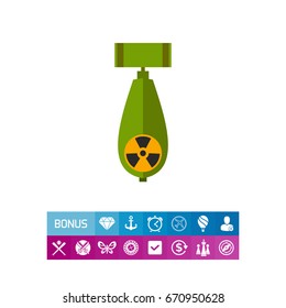 Atomic Bomb with Radiation Sign Icon