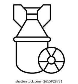 Atomic bomb thin line icon, atomic energy concept. Vector graphics. Radioactive explosives, bomb sign on white background, linear style for mobile or design