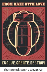 Atomic Bomb. War Propaganda Poster. Obey Stylization