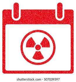 Atomic Calendar Day grainy textured icon for overlay watermark stamps. Flat symbol with unclean texture. Dotted vector red ink rubber seal stamp with grunge design on a white background.