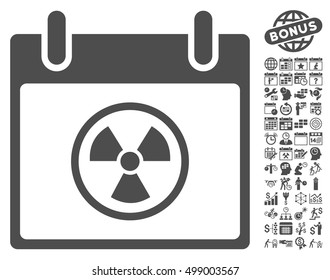 Atomic Calendar Day icon with bonus calendar and time management icon set. Vector illustration style is flat iconic symbols, gray, white background.