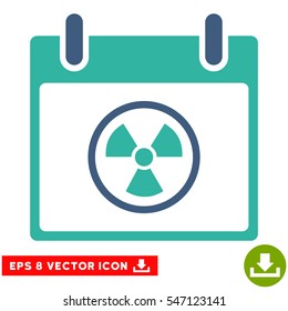 Atomic Calendar Day icon. Vector EPS illustration style is flat iconic bicolor symbol, cobalt and cyan colors.