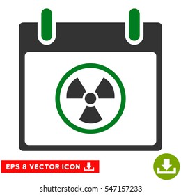 Atomic Calendar Day icon. Vector EPS illustration style is flat iconic bicolor symbol, green and gray colors.