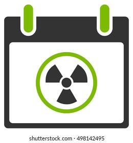 Atomic Calendar Day vector pictograph. Style is flat graphic bicolor symbol, eco green and gray colors, white background.