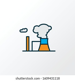 Atomic energy icon colored line symbol. Premium quality isolated air pollution element in trendy style.