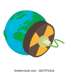 Atomic energy icon. Isometric illustration of atomic energy vector icon for web