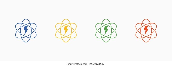 Conjunto de ícones de energia atômica Coleção de vários estilos de cor