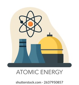 Atomic energy - power plant vector illustration.