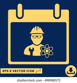 Atomic Engineer Calendar Day icon. Vector EPS illustration style is flat iconic symbol, yellow color.