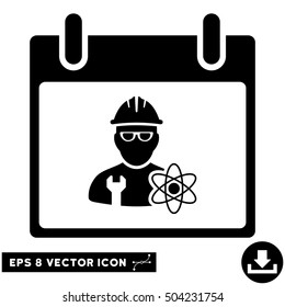 Atomic Engineer Calendar Day icon. Vector EPS illustration style is flat iconic symbol, black color.
