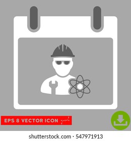 Atomic Engineer Calendar Day icon. Vector EPS illustration style is flat iconic bicolor symbol, dark gray and white colors.