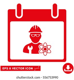 Atomic Engineer Calendar Day icon. Vector EPS illustration style is flat iconic symbol, red color.
