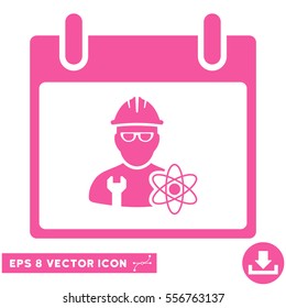 Atomic Engineer Calendar Day icon. Vector EPS illustration style is flat iconic symbol, pink color.