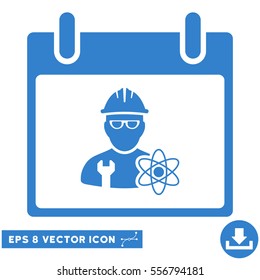 Atomic Engineer Calendar Day icon. Vector EPS illustration style is flat iconic symbol, cobalt color.