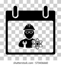 Atomic Engineer Calendar Day icon. Vector illustration style is flat iconic symbol, black color, transparent background. Designed for web and software interfaces.