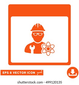 Atomic Engineer Calendar Page icon. Vector EPS illustration style is flat iconic symbol, orange color.