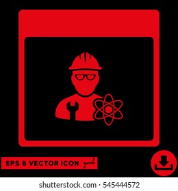 Atomic Engineer Calendar Page icon. Vector EPS illustration style is flat iconic symbol, red color.