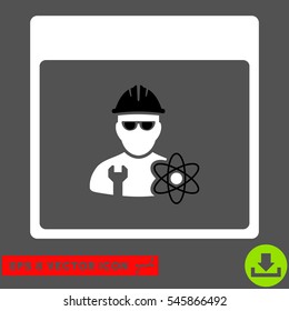 Atomic Engineer Calendar Page icon. Vector EPS illustration style is flat iconic bicolor symbol, black and white colors.