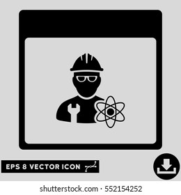Atomic Engineer Calendar Page icon. Vector EPS illustration style is flat iconic symbol, black color.
