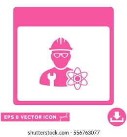 Atomic Engineer Calendar Page icon. Vector EPS illustration style is flat iconic symbol, pink color.
