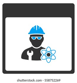Atomic Engineer Calendar Page vector toolbar icon. Style is bicolor flat icon symbol, blue and gray colors, white background.