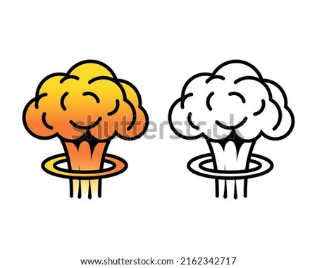 Atomic explosion icon. Nuclear explosion linear icon