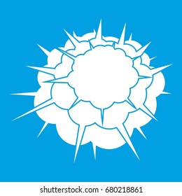 Atomic explosion icon white isolated on blue background vector illustration