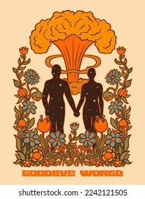 atomic explosion print on t-shirt in the style of the 70s