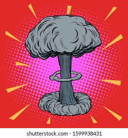 Explosión atómica radioactiva. Pop arte retro Ilustración vectorial kitsch vintage 50s 60s