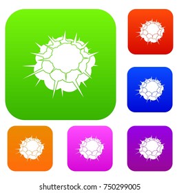 Atomic explosion set icon color in flat style isolated on white. Collection sings vector illustration