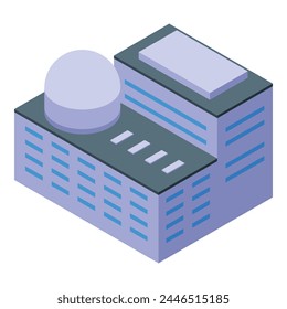 Atomic factory icon isometric vector. Power plant. Building reactor
