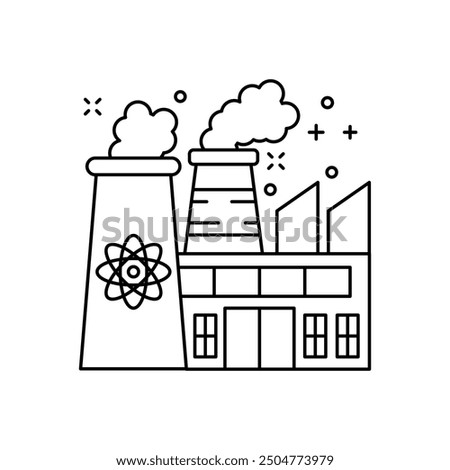 Atomic Factory Outline Icon, Vector illustration