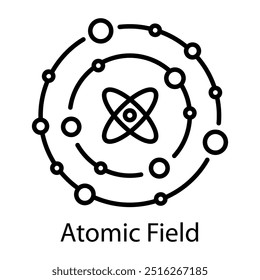 Ícone de campo atômico em estilo linear 
