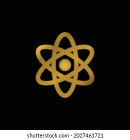 Atomic gold plated metalic icon or logo vector