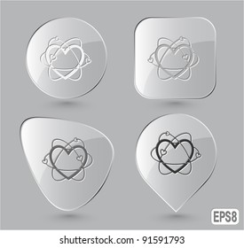 Corazón atómico. Botones de vidrio. Ilustración vectorial.