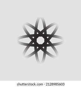 Atomic icon blurry vector logo. Suitable for nuclear power plant, research center, enthusiast, and institution.