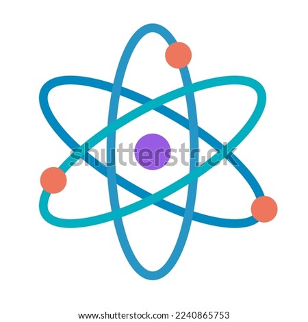 Atomic icon. Nucleus, protons and neutrons. Vector.