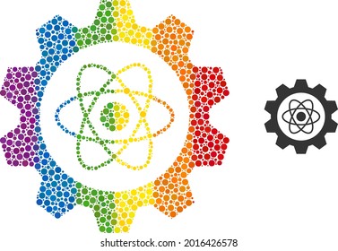 Atomic industry mosaic icon of spheric blots in various sizes and rainbow colored color tones. A dotted LGBT-colored atomic industry for lesbians, gays, bisexuals, and transgenders.