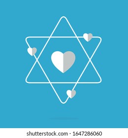 Icono del corazón atómico jewish. Ilustración del vector