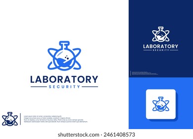 laboratorio atómico, sistema de protección, investigación, concepto de diseño de logotipo.