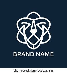 atomic lion logo template suitable for science research