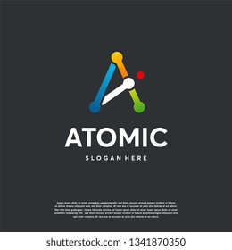 Atomic logo, A-Initial Logo designs vector, Science Tech logo